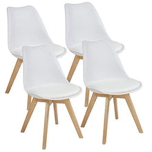 Albatros Sedie da Pranzo AARHUS Set di 4, Bianco con Gambe in Legno Massello, Rovere, Design retrò Scandinavo