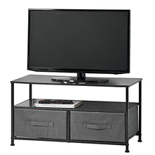 mDesign Tavolino porta TV minimale con struttura in metallo — Mobile TV con 2 ripiani e pratici cassetti in fibra sintetica per gli accessori — Elegante mobile hifi con ripiani in MDF — grigio ero