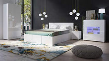 DOMTECH - Comodino per camera da letto, comodino bianco lucido, tavolino in legno con cassetti, armadio per camera da letto, armadio per lampade, credenza, bianco