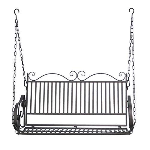 Panca da giardino altalena da esterno in metallo, panca da terrazza sospesa resistente alle intemperie con catena sospesa per 2 posti, amaca da giardino per sedia a dondolo per il tempo libero