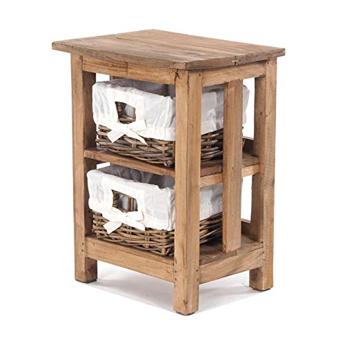 DESIGN DELIGHTS Armadietto da bagno in rattan equo | Armadio in legno con 2 cestini in rattan, armadietto per il bagno, 50 x 38 x 29 cm (altezza x larghezza x profondità) | Scaffale da bagno