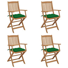 vidaXL Sedie da Giardino Pieghevoli 4 pz con Cuscini Massello Acacia