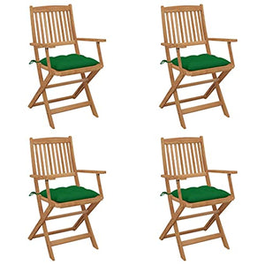 vidaXL Sedie da Giardino Pieghevoli 4 pz con Cuscini Massello Acacia