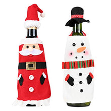 Holibanna 2 Set Copertura per Bottiglia di Vino Natalizio Tappo per Bottiglia di Vino Santa Pupazzo di Neve Grembiule Festa Cena Cena Decorazione della tavola