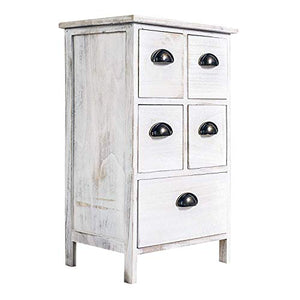 Rebecca Mobili Cassettiera 5 cassetti, comodino bianco, per camera da letto bagno, legno paulownia - Misure: 66 x 40 x 30 cm (HxLxP) - Art. RE4106