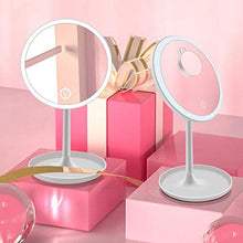 WYLILZI-Home Specchi da Tavolo Specchi da Bagno Specchio Trucco LED con 3 Punti Luce e 5X Specchio ingranditore specchietto cosmetico da appoggio dimmerabile USB Specchi
