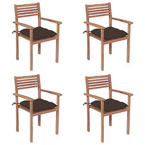 vidaXL Sedie da Giardino 4 pz con Cuscini Talpa in Massello di Teak