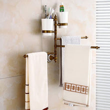 Litcom Portasciugamani Mobile Tutto in Rame con Portabicchieri per Colluttorio Bagno Multifunzionale E Toilette Portasciugamani Rotante A Parete in Stile Europeo