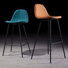 HLL Sgabelli, Elegante Casa 1 Pz Pelle Sedile Bar Sedie Gambe Cucina Colazione Bancone Sgabelli Metallo Sgabelli Alti Sgabelli Design Moderno,Blu Scuro,45X43X65Cm