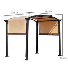 Outsunny Pergola con Tende Scorrevoli da Giardino 295x245cm, Gazebo a Pergola da Esterno in Metallo Cachi