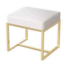 Jiangang- Moda poggiapiedi imbottito cuoio artificiale del sedile 丨 Ferro Sgabello Piazza Pouffe banco trucco Sgabello 丨 multifunzionale in pelle poggiapiedi scarpe Cambio Sgabello-45x40x45cm, cuscino