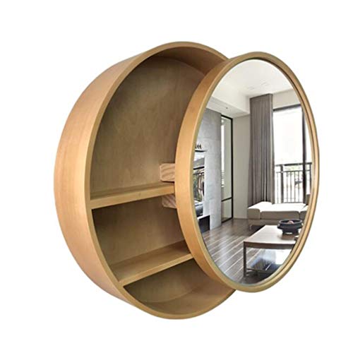 Specchio Bagno Armadietto a Muro Medicina Organizzatore di stoccaggio Rotondo Regolabile Aperto Scaffale Struttura in Legno Casa Mobili Camera da Letto Mobili da Bagno Vanity JING111