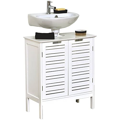 TENDANCE Miami Lavaggio Tavolo Struttura + MDF Porte, Legno, Bianco, 60 x 30 x 60 cm