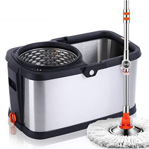 SSAYY Mop Mop Secchio Rotante Doppio Trascinamento Trascinato in Acciaio Inox Rotazione Mop/Mop Casa/Living Strumenti per La Pulizia della Casa