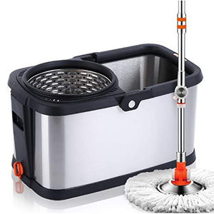 SSAYY Mop Mop Secchio Rotante Doppio Trascinamento Trascinato in Acciaio Inox Rotazione Mop/Mop Casa/Living Strumenti per La Pulizia della Casa