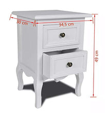 Cassettiera ausiliare con 2 cassetti, 2 pezzi, comodino da notte, stile nordico per camera da letto, colore bianco, 34,5 x 30 x 49 cm