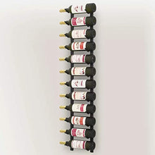 Portabottiglie da parete per bottiglie di vino, Scaffale per Vini Porta-Bottiglie in Ferro verniciato a polvere, per 12 bottiglie, 19 x 11 x 120 cm, Nero