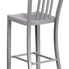 Flash Furniture Set da 2 Sgabelli da Bar, con Schienale con Assi Verticali, Altezza 76 Cm, per Interni Ed Esterni, qualità Commerciale, in Metallo, Colore Argento