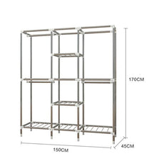 LyMei Armadio di stoccaggio Armadio in Acciaio Inox Armadio di Oxford Armadio di stoccaggio dell'organizzatore, Armadio Portatile Armadio di stoccaggio assemblato,B_150*45 * 170CM