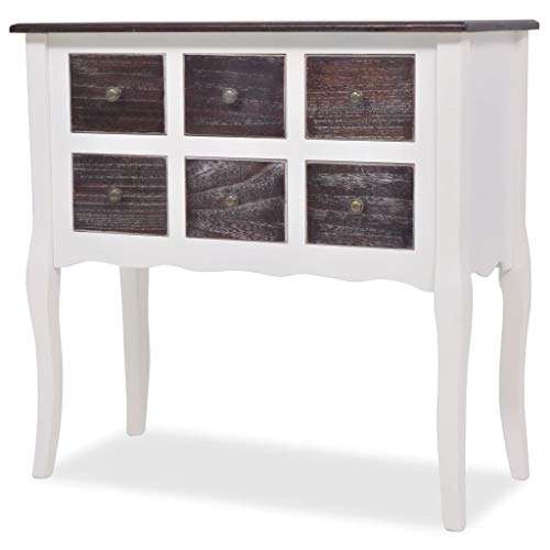 vidaXL Tavolo consolle in legno con 6 cassetti bianco