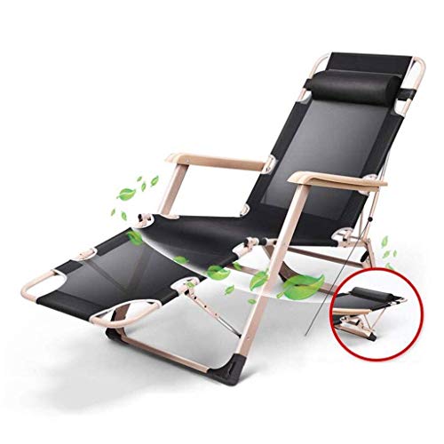 ZHUAN Sedia - Sedia reclinabile reclinabile Pieghevole Lettino Prendisole Divano Letto mobili per sedili Patio Giardino Esterno (Colore: Nero)