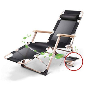 ZHUAN Sedia - Sedia reclinabile reclinabile Pieghevole Lettino Prendisole Divano Letto mobili per sedili Patio Giardino Esterno (Colore: Nero)