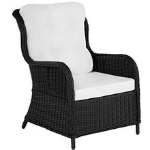 TecTake 800759 Set in Rattan, 2X Poltrone 2X Poggiapiedi 1x Tavolo, Inossidabile, Resistente alle intemperie, incl. Cuscini - Disponibile in Diversi Colori (Nero | No. 403350)