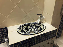 Dolores ovale lavabo ovale con bordo in ceramica Talavera incasso/lavello lavabo dal Messico blu scuro