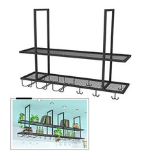 LXD Wine Rack, Organizzare cucina Wine Rack con supporto di vetro, Hanging soffitto di vetro di vino della casa del supporto decorazione del soffitto Shelf Black 2-Tiers Calici bagagli portabicchieri
