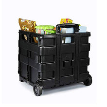 LIUJIE Carrello Utility con Carrello Pieghevole a Due Ruote con Scatola di immagazzinaggio del Tronco del Carrello Auto Leggero e Portatile, con Sedile, Peso Leggero, Nero,Nero