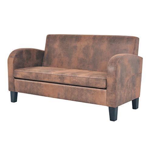 vidaXL Divano a 2 Posti Camoscio Artificiale Braccioli Marrone Divanetto Sofa - Arredi Casa