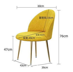 LHY HOME (Set di 2) Sedia da Pranzo in Velluto, Sedia per Il Tempo Libero con Piedini Regolabili E Gambe in Metallo Dorato, Sedia da Club Imbottita per Soggiorno Camera da Letto,Giallo
