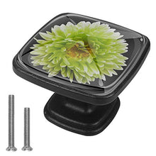 Aster fiore giallo verde bianco nero Pomelli per Porta Set di 4 Pomelli per Mobili Manopole per Cassetti Cucina Armadio Vetro