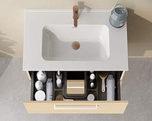 Randalsa Mobili VARMA 60 cm | Jackson Ash Finish | Manici Bianchi | Mobile 60 x 64 x 46 cm con 2 cassetti + lavabo in Ceramica