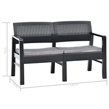 Festnight Panchina da Esterni, Panche da Giardino 2 Posti, Panchina Panca da Giardino con Cuscini Plastica Antracite 120 cm