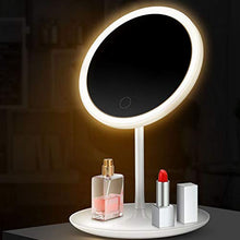 Ebingoo - Specchio da trucco con luce 5x, con ingrandimento 5x, con luce diurna a LED bianco a rotazione di 360 gradi, specchio da trucco cromato con controllo touch a batteria (bianco)