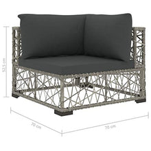 vidaXL Set Divani da Giardino 6 pz con Cuscini Foderati Lavabili Modulare Leggero Elegante Arredi da Esterno in Polyrattan Grigio Telaio in Acciaio