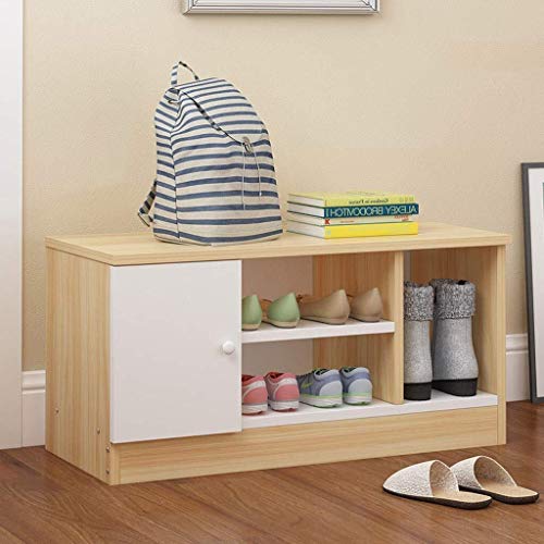 YANG 2 Livello Wooden Shoe Storage Rack Petto Cambio di Scarpe da banco Camera poggiapiedi Guardaroba Dressing Table Sgabello Ottomana 80X32X39.2CM (Color : B)