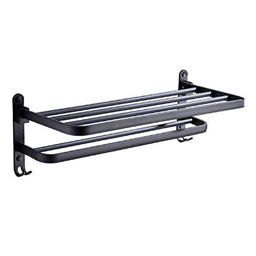 WLVG Portasciugamani, portasciugamani Doppio portasciugamani a Fila per Bagno con Gancio per Bagno, mensola Porta Asciugamani a Muro, 50 cm