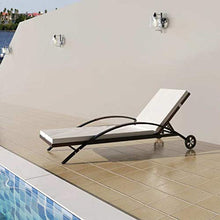 vidaXL Lettino Prendisole in Polyrattan Nero Spiaggia Patio Sdraio Giardino
