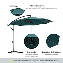 Outsunny Ombrellone da Esterni Ombrellone da Giardino Decentrato Verde con Manovella Struttura Acciaio e Poliestere Impermeabile Anti-UV Φ300 x 250 cm