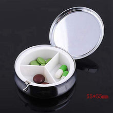 3 Pezzi Scatola per Pillole Rotonda Metallo, Ouceanwin Scatola Porta Pillole 3 Scomparti Portapillole Giornaliero Portatile Viaggio Portapillole Piccolo Contenitore per Compresse Vitamine