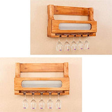 Classico Multifunzione Vino mensola montaggio a parete di legno di pino bottiglia di vino |Rack Glass |Mensola Holder Vino stand |Titolare Calice Hanging 5 Wine Glass ripiano for ristoranti, 60x36cm q
