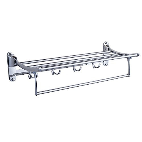 MBYW Portasciugamani Alto carico Portasciugamani Elegante da Bagno Mensola portaoggetti Porta Asciugamani Pieghevole in Acciaio Inossidabile con Gancio Appendiabiti Porta Asciugamani Bagno, 50 cm