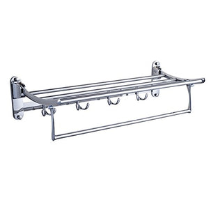 MBYW Portasciugamani Alto carico Portasciugamani Elegante da Bagno Mensola portaoggetti Porta Asciugamani Pieghevole in Acciaio Inossidabile con Gancio Appendiabiti Porta Asciugamani Bagno, 50 cm