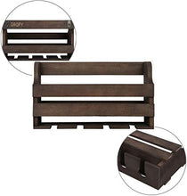 OROPY Portabottiglie a Parete e Supporto in Vetro, Scaffale di Esposizione di stoccaggio del Vino in Legno Rustic, per Arredamento Cucina, Sala da Pranzo, Bar, casa e Cucina, Completamente assemblato