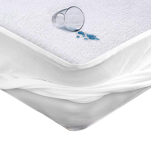 MUHOO Coprimaterasso impermeabile 90x200cm, coprimaterasso singolo, Coprimaterasso in Cotone e Bambu con Tutto Intorno Elasticizziati, anallergico/traspirante