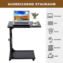 Ejoyous Tavolo Porta Laptop su Ruote, tavolino Mobile per Divano con divisorio di stoccaggio Comodino da caffè Regolabile in Altezza per Soggiorno Camera da Letto Ufficio Ospedale(Salice Nero)