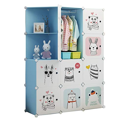 Locker Angolo Armadio Guardaroba Rimovibili di Plastica 10-Porta 8-Gitter Scaffali Abbigliamento Home Camera Blu 111X37X147CM MUMUJIN