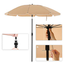 SONGMICS Ombrellone da Spiaggia Ø 1,6 m, Ombrellone da Giardino con Protezione UPF 50+, Inclinabile, Portatile e Antivento, Stecche in Fibra di Vetro, Borsa da Trasporto, Tortora GPU60BR